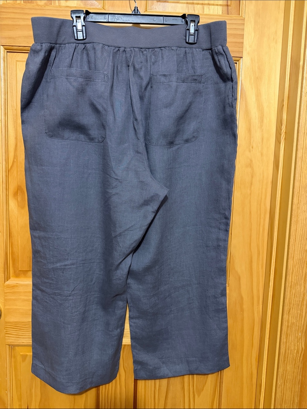 Ellen Tracy Linen Gray Cropped Drawstring Wide Leg Pants, Size XL. - Picture 2 of 14